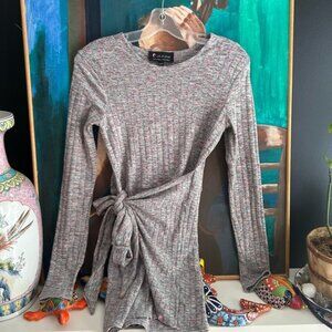 Lait de Poule Gray Mini Dress with Tie Detail XS